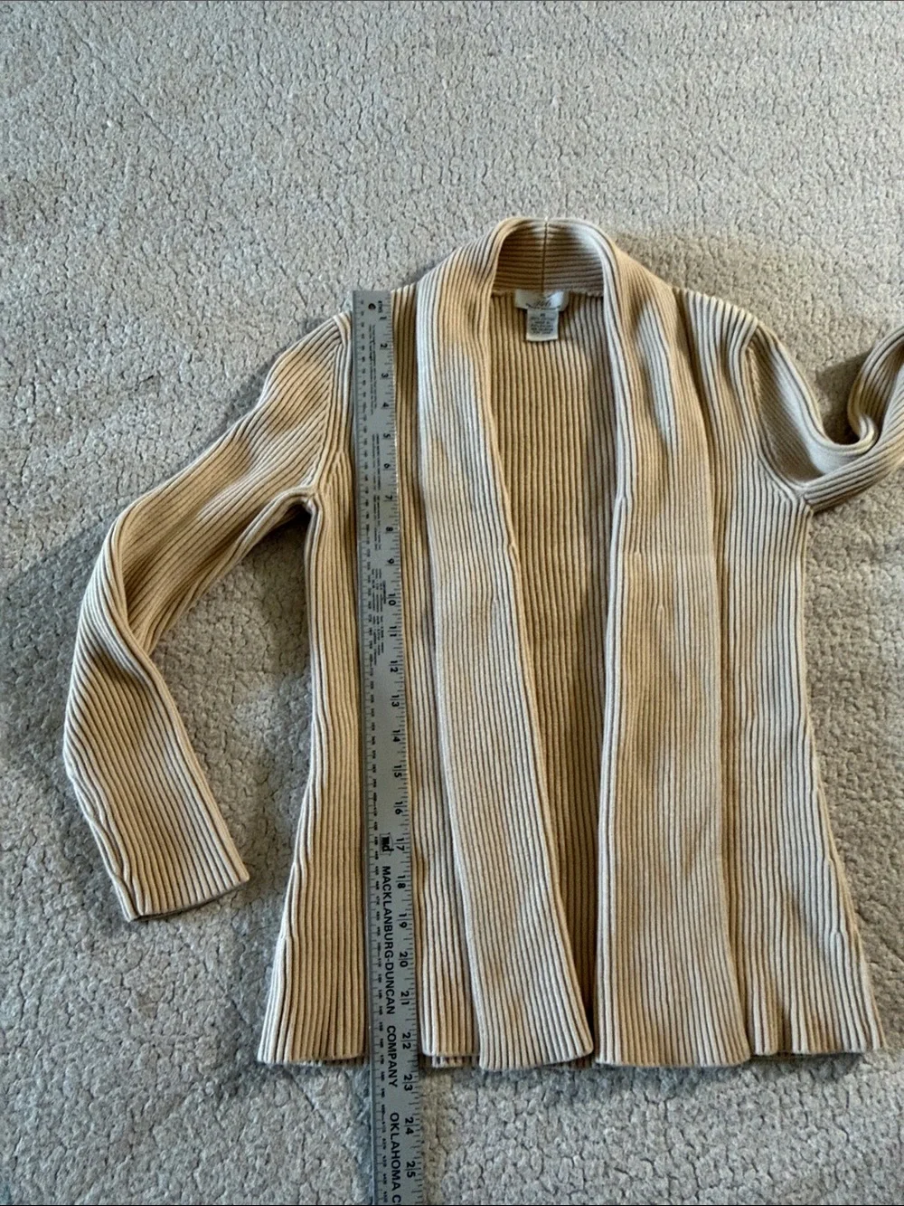 346 Brooks Brothers Ribbed Open-Front Cardigan in Light Beige 100% Cotton XS